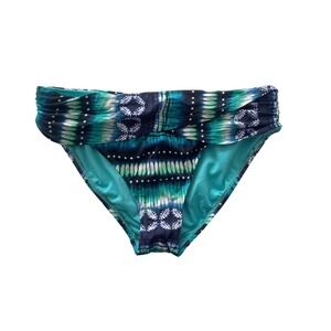 Bleu‎ Rod Beattie Navy Blue Turquoise Teal Geometric Swim Bottoms Size 8 NWT